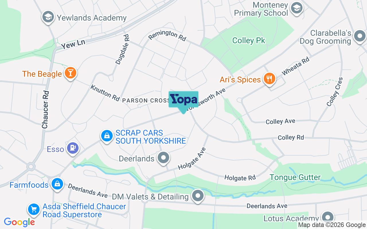 Map showing the location of S5 9JD