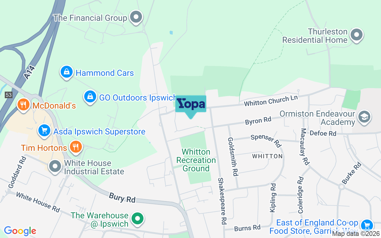 Map showing the location of IP1 6LL