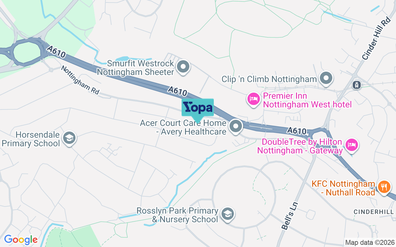 Map showing the location of NG16 1AG