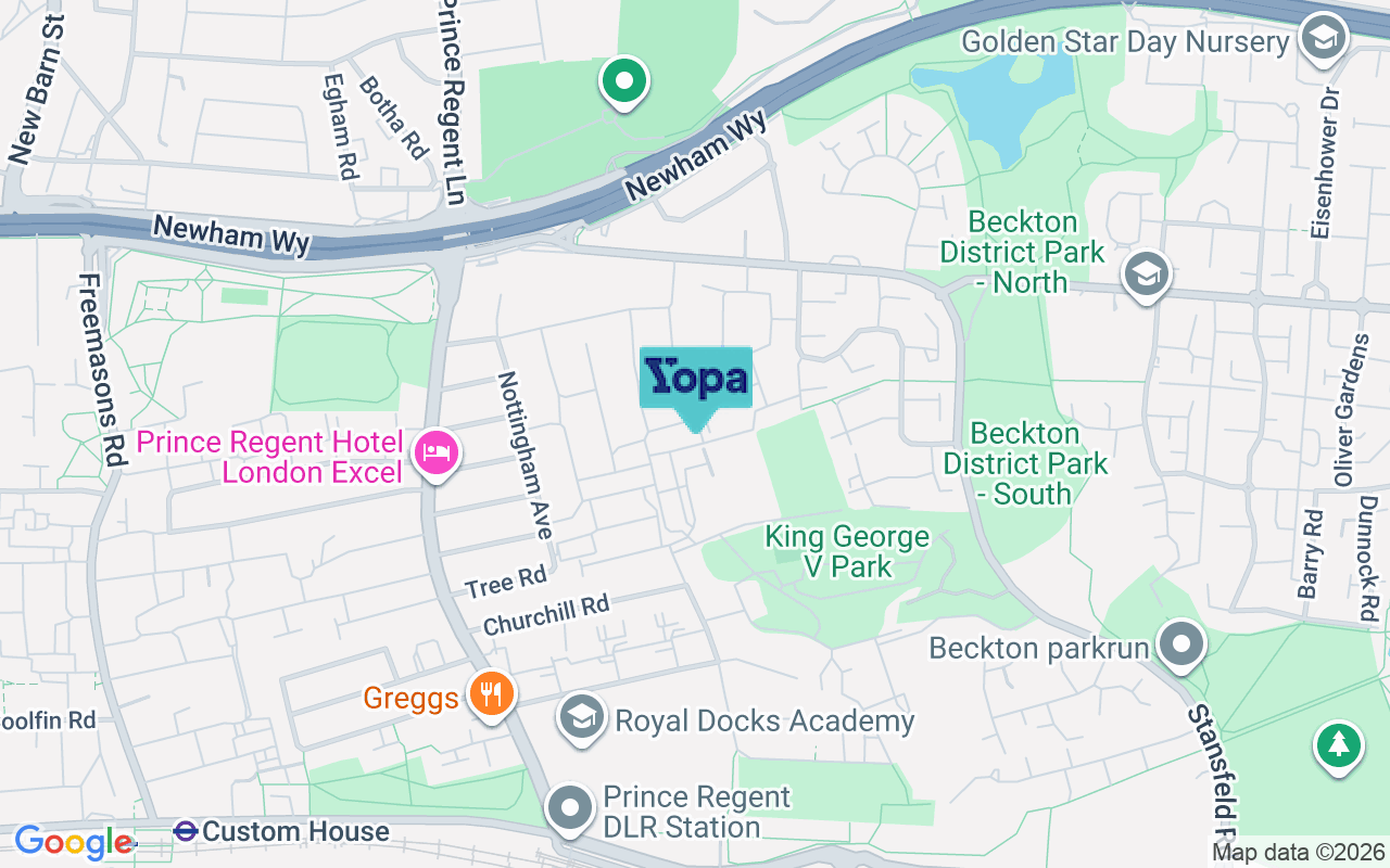 Map showing the location of E16 3LU