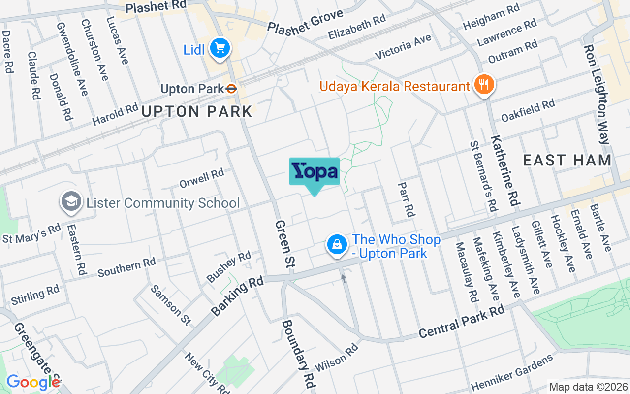 Map showing the location of E13 9GF