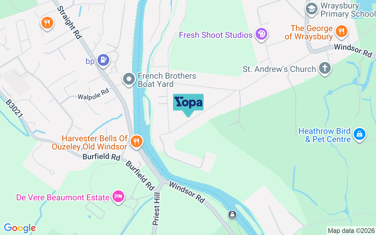 Map showing the location of TW19 5JH