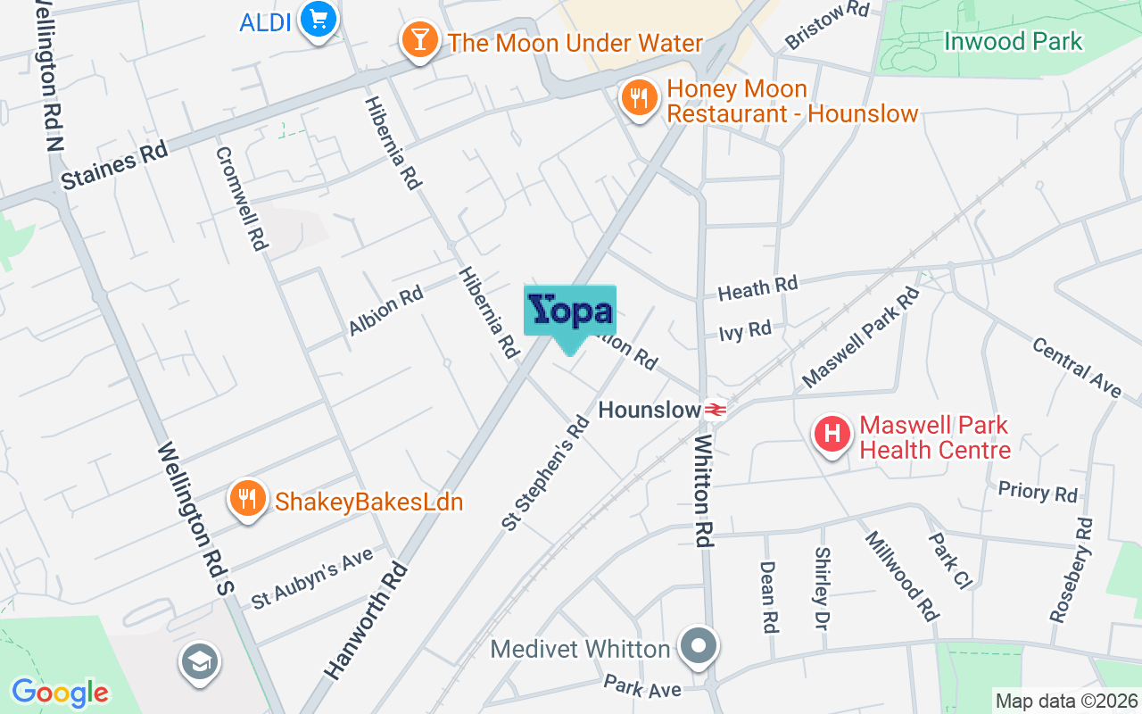 Map showing the location of TW3 2BT