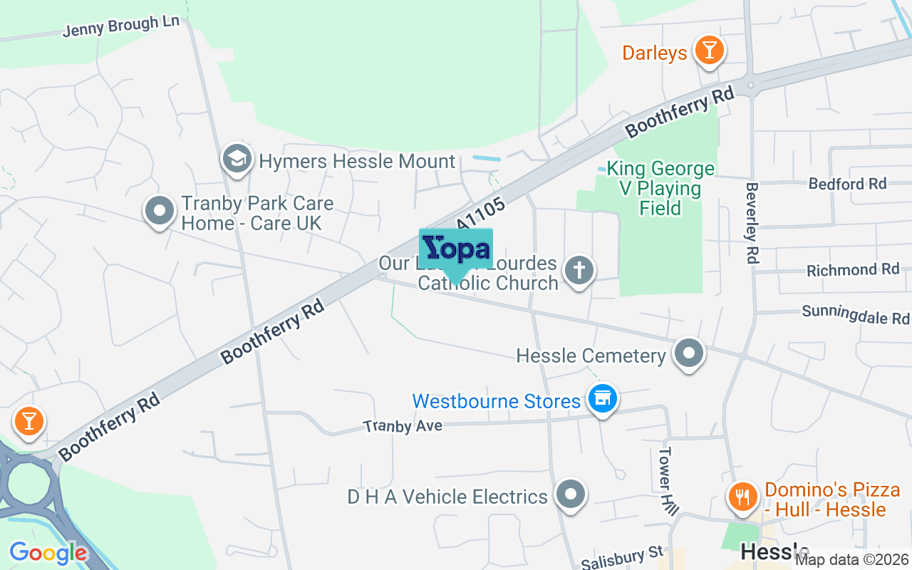 Map showing the location of HU13 0NJ