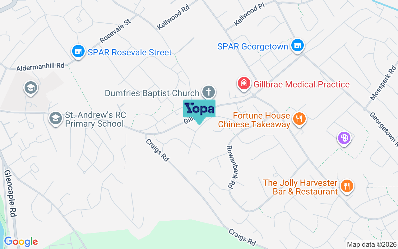 Map showing the location of DG1 4NB