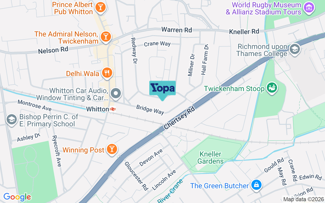 Map showing the location of TW2 7NW