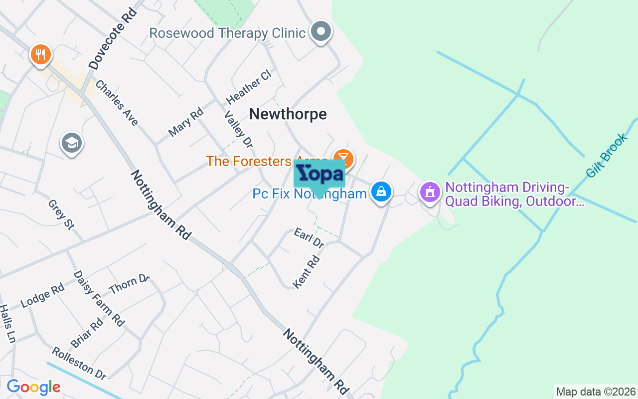 Map showing the location of NG16 2DS