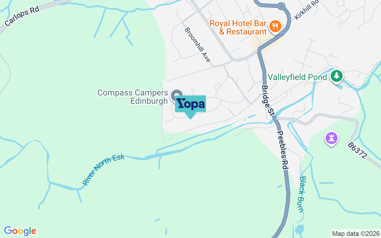 Map showing the location of EH26 9DU