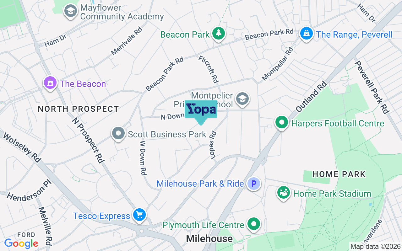 Map showing the location of PL2 3HP