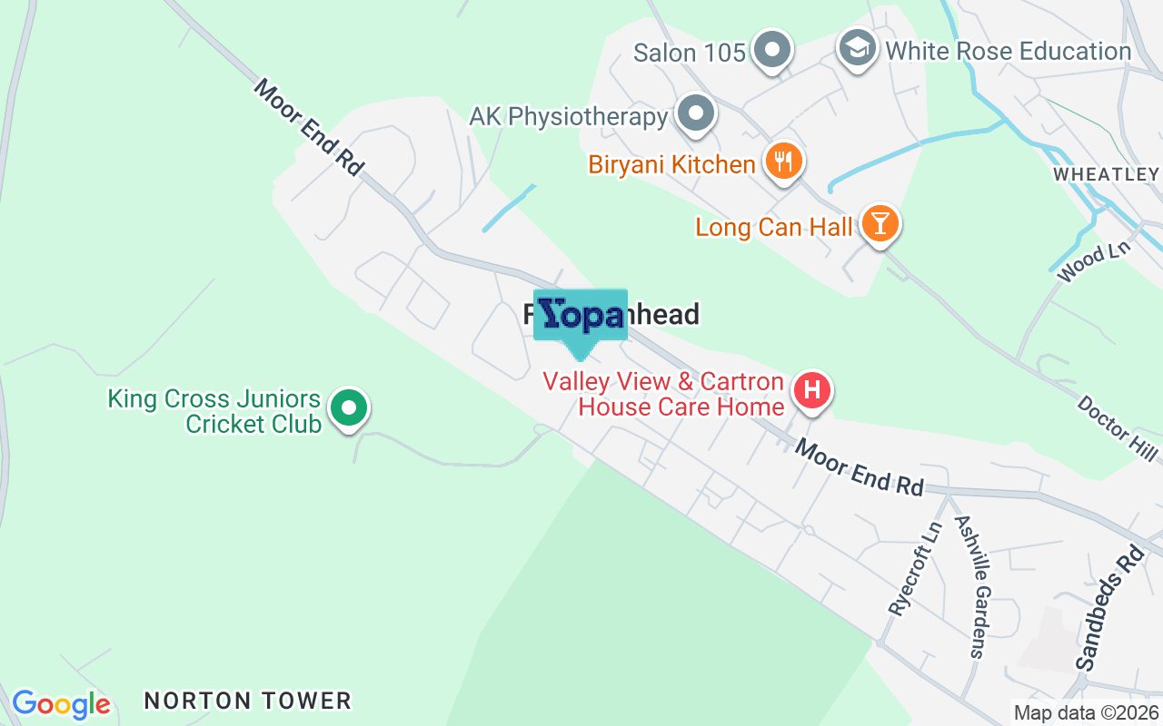 Map showing the location of HX2 0RW