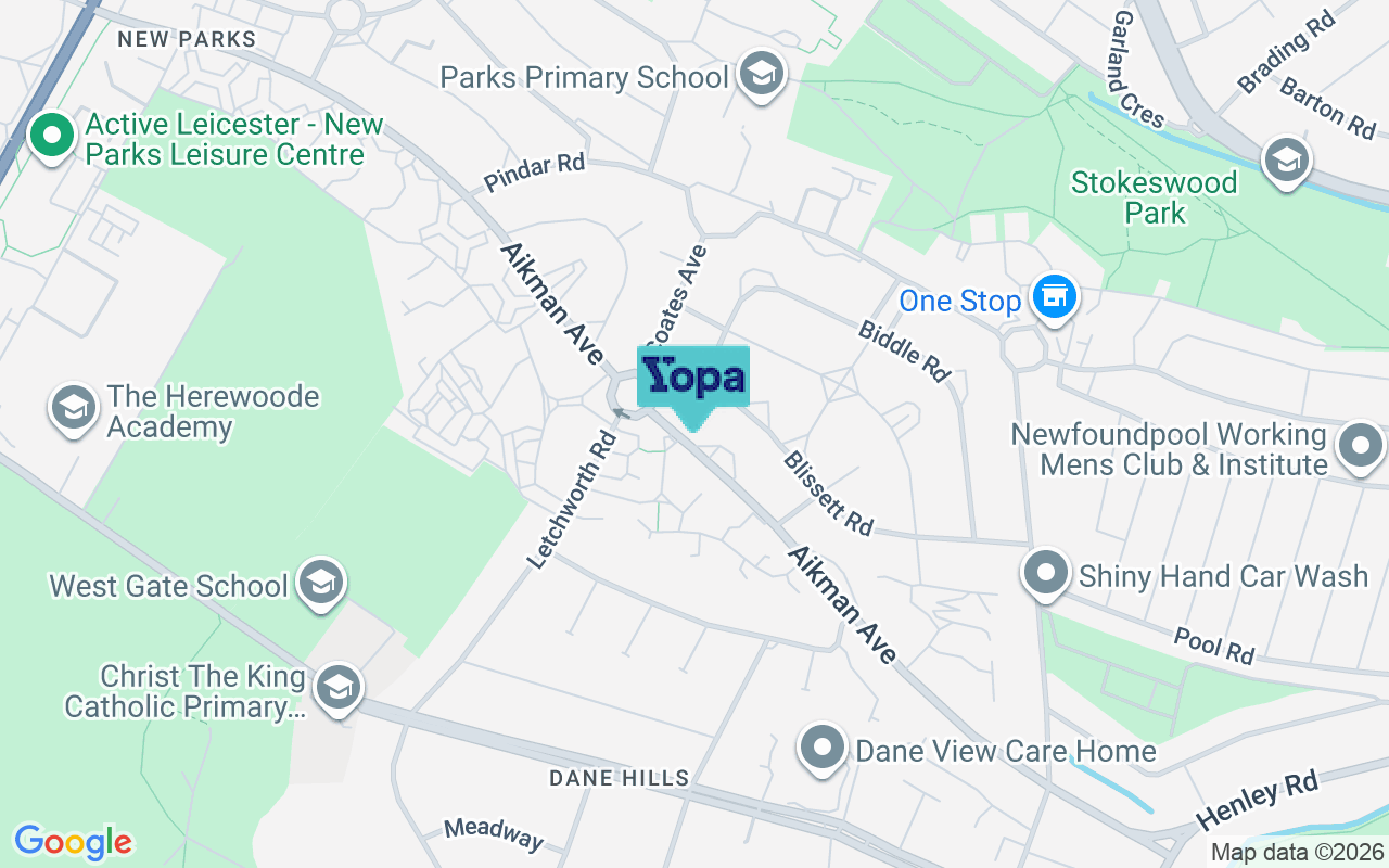 Map showing the location of LE3 9JH