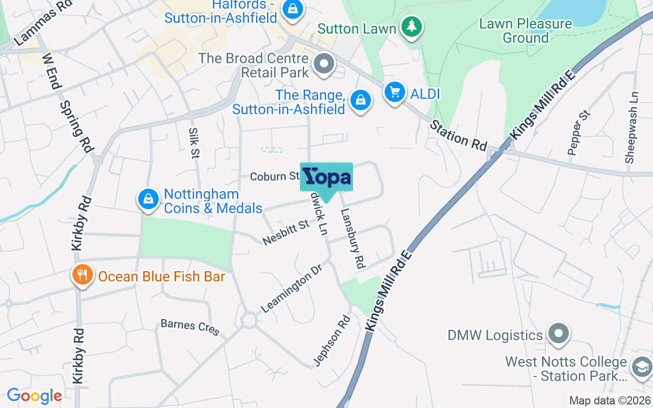 Map showing the location of NG17 5DQ
