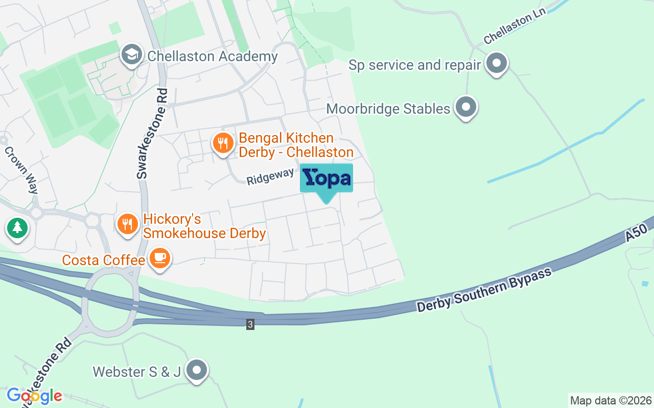 Map showing the location of DE73 6AA