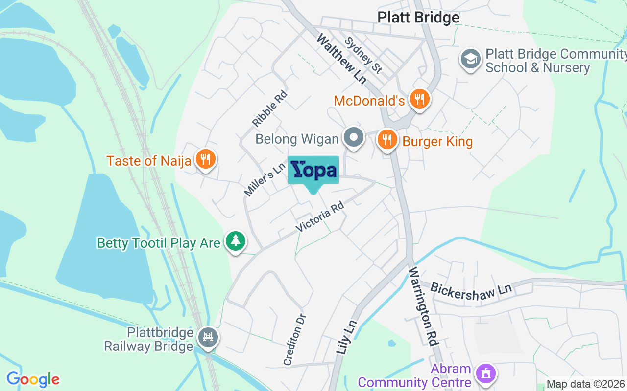 Map showing the location of WN2 5DH