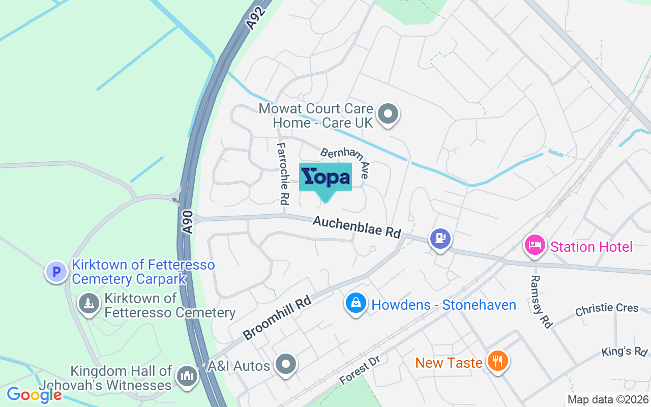 Map showing the location of AB39 2WL