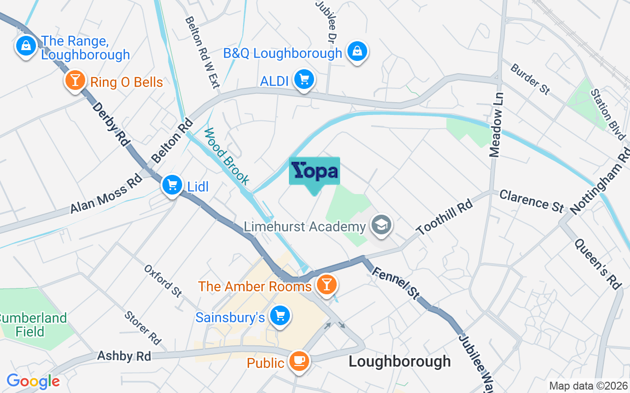 Map showing the location of LE11 1PG
