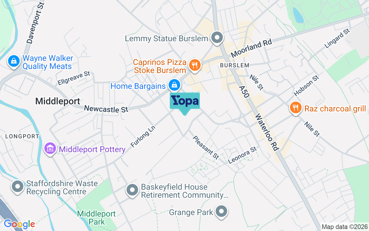 Map showing the location of ST6 3EN