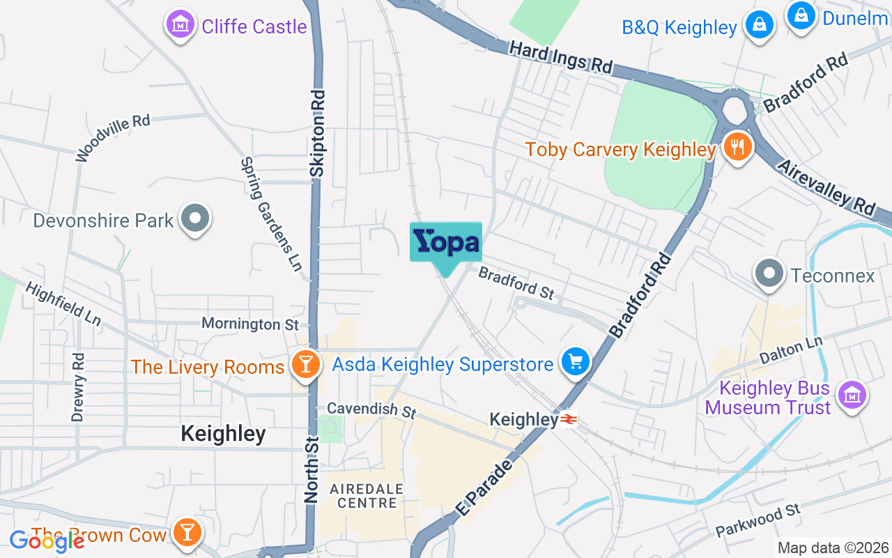 Map showing the location of BD21 3TZ