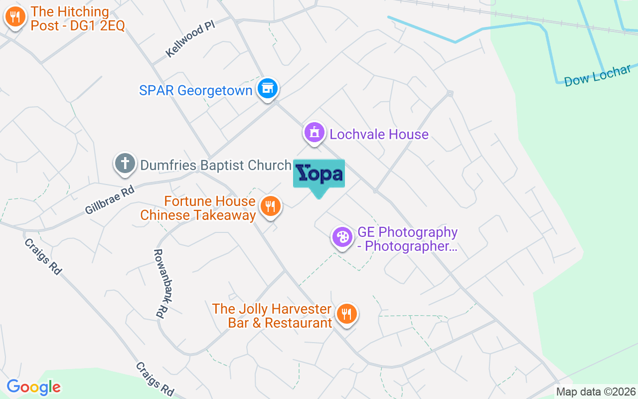 Map showing the location of DG1 4DN