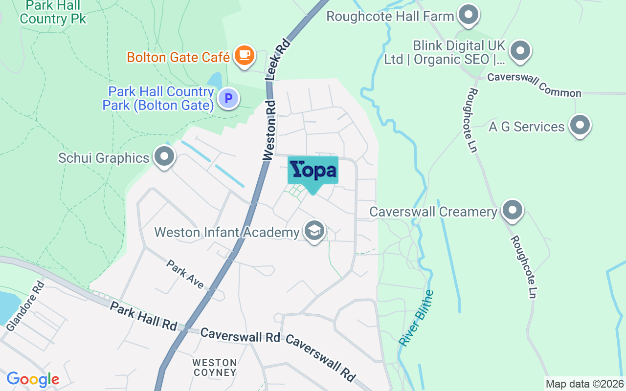 Map showing the location of ST3 6RB