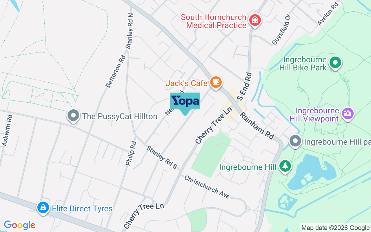 Map showing the location of RM13 8AD