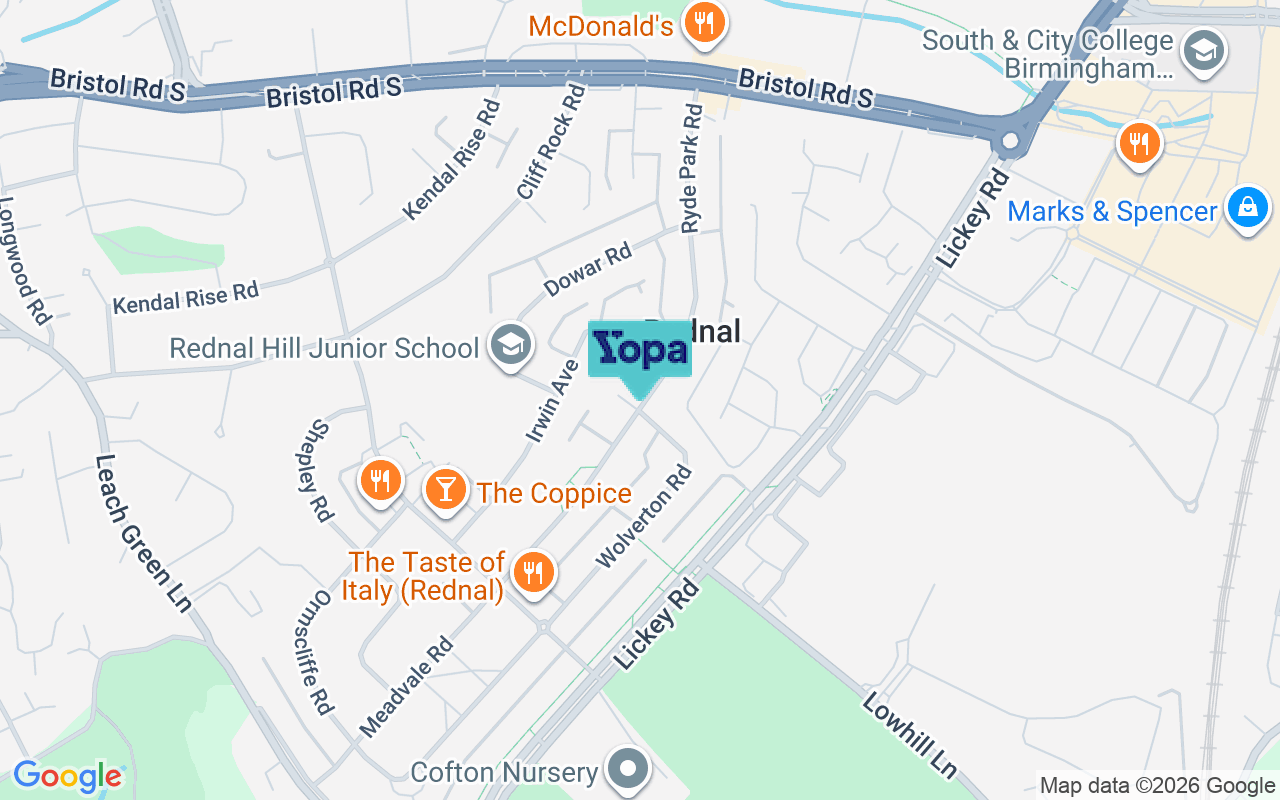 Map showing the location of B45 8RN