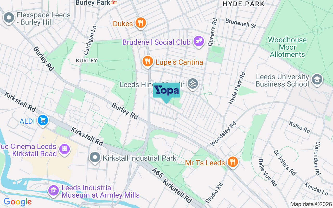 Map showing the location of LS6 1QF