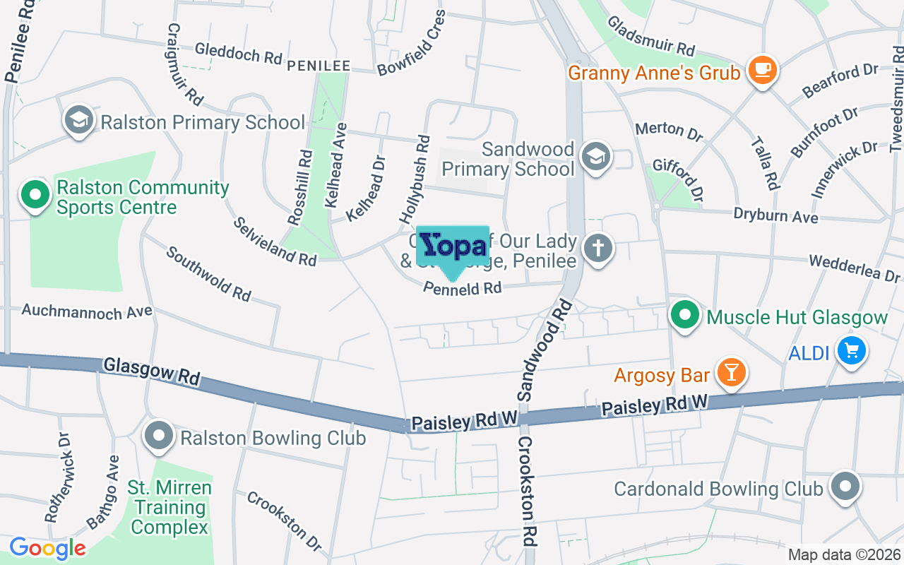 Map showing the location of G52 2QG
