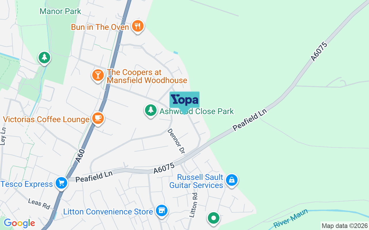 Map showing the location of NG19 9HQ