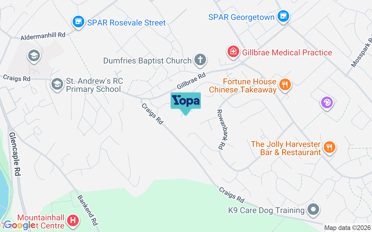 Map showing the location of DG1 4NB