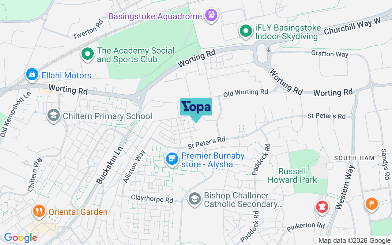 Map showing the location of RG22 6UE
