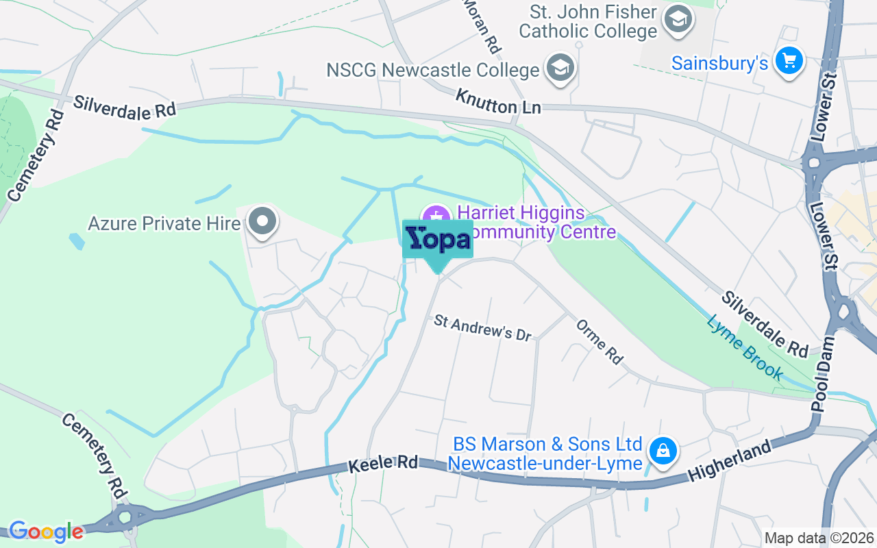 Map showing the location of ST5 2PF