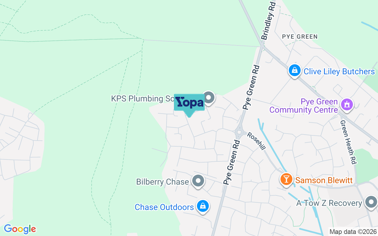 Map showing the location of WS12 4WT