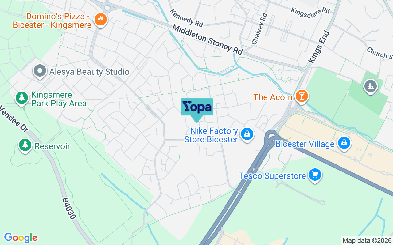 Map showing the location of OX26 1DZ