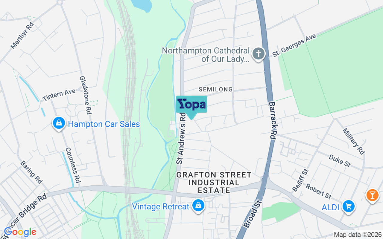 Map showing the location of NN2 6BD