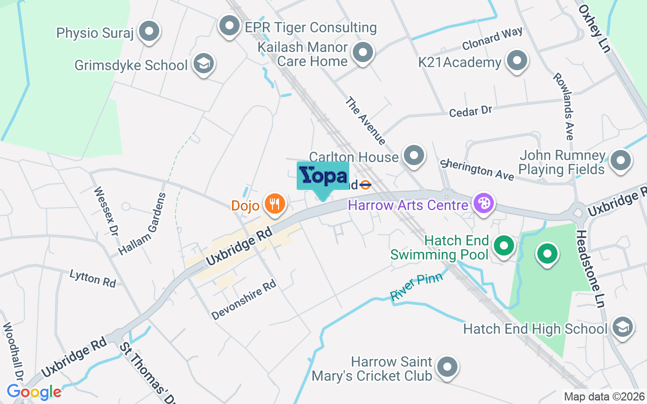 Map showing the location of HA5 4LB