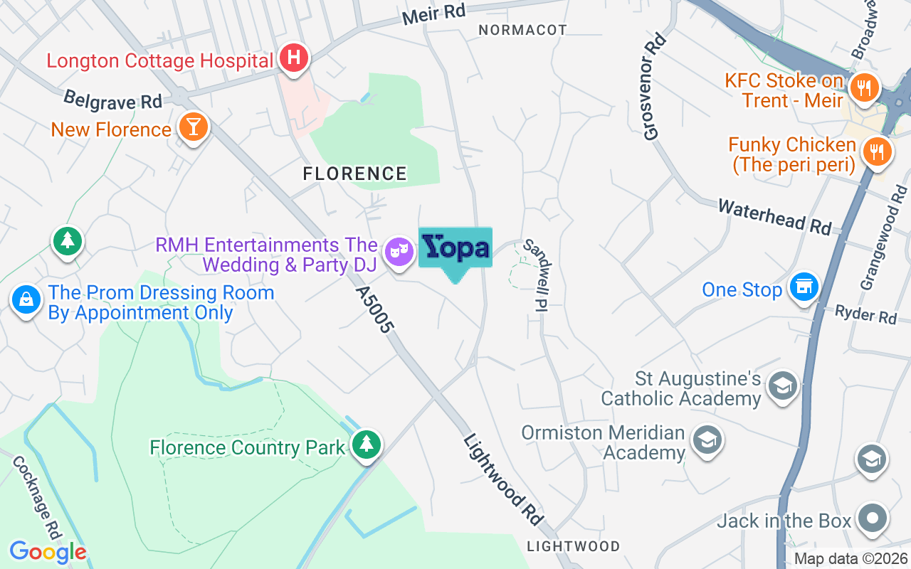 Map showing the location of ST3 7HN