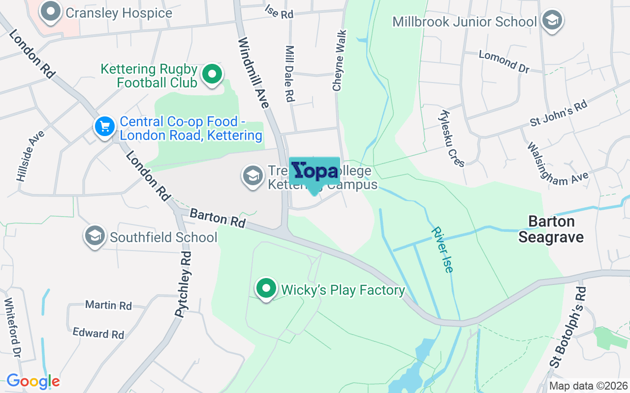 Map showing the location of NN15 6PT