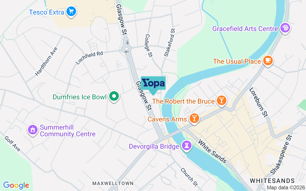 Map showing the location of DG2 0AA