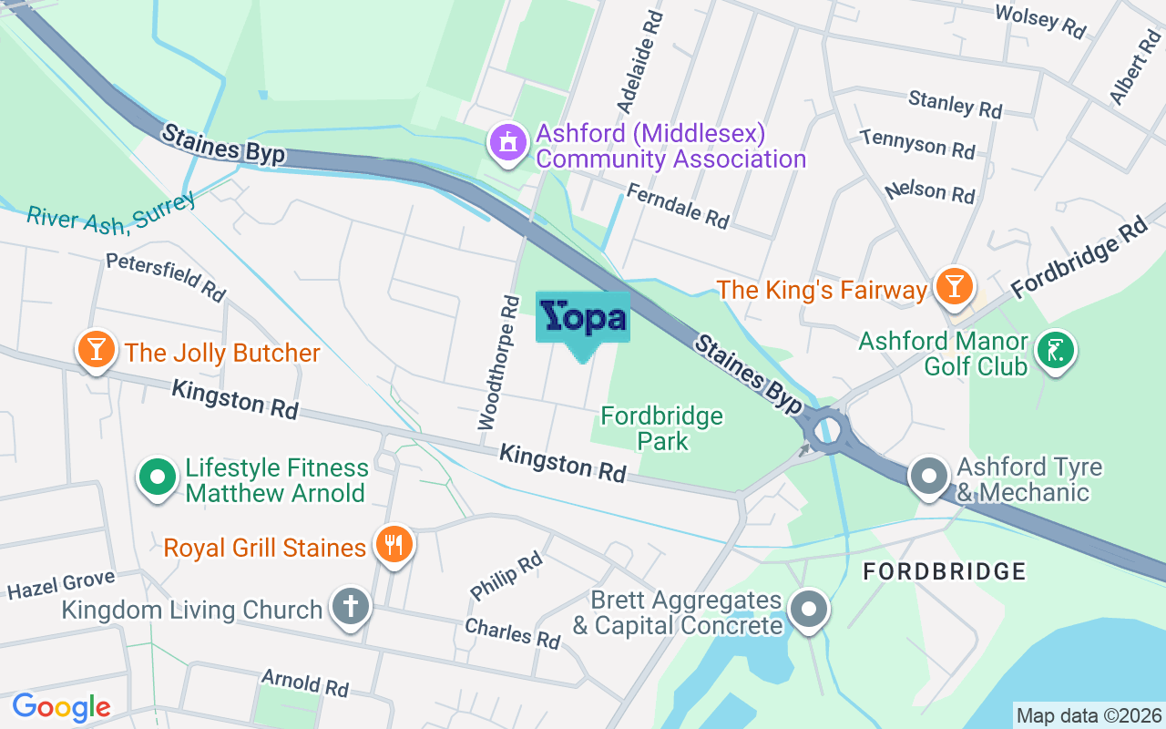 Map showing the location of TW15 3NP