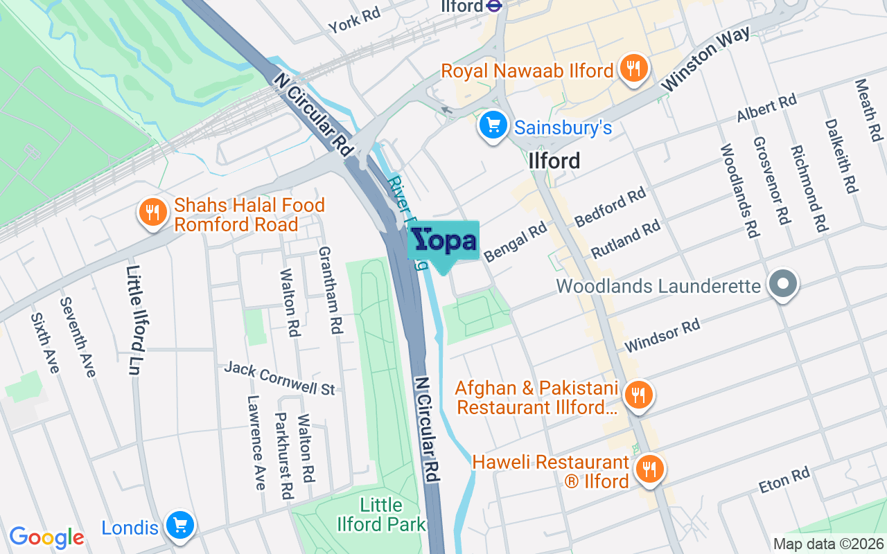 Map showing the location of IG1 2EE