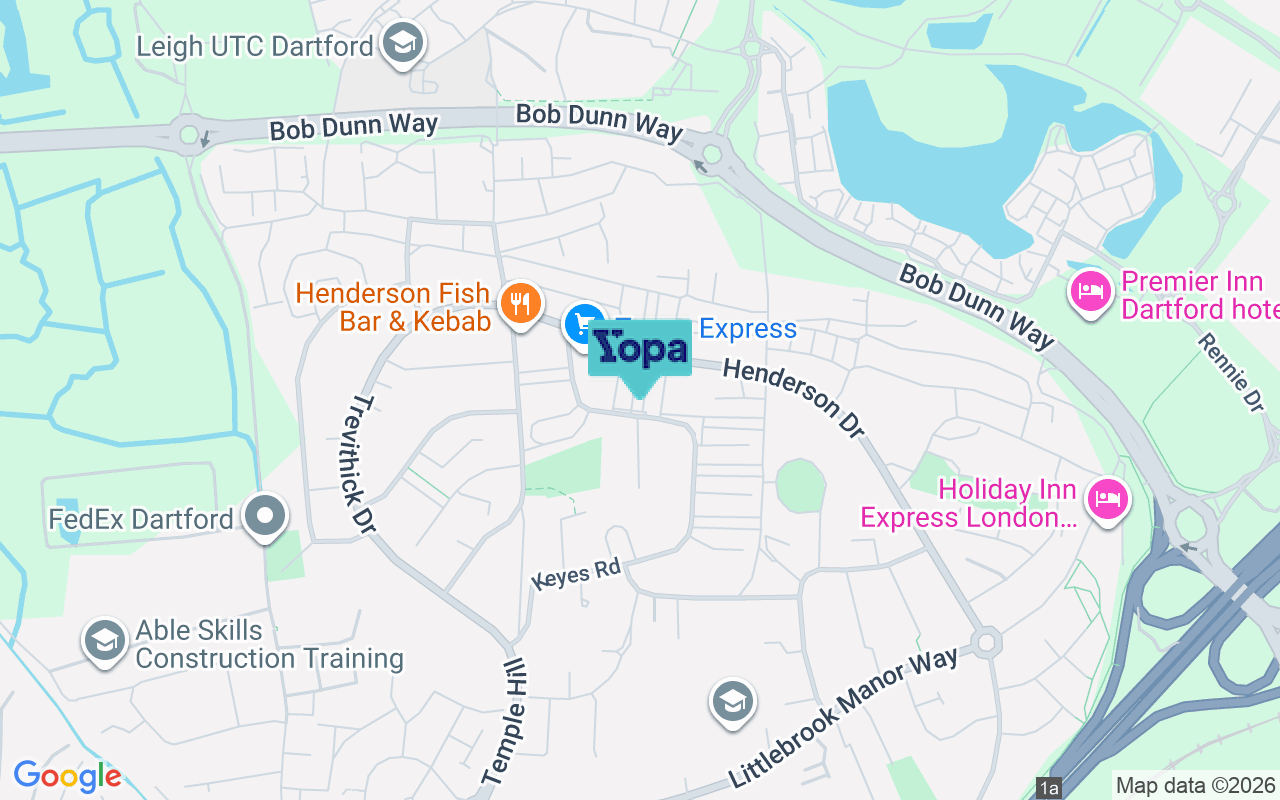 Map showing the location of DA1 5EN