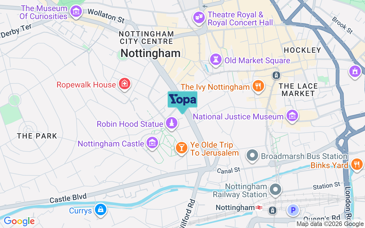 Map showing the location of NG1 6BH