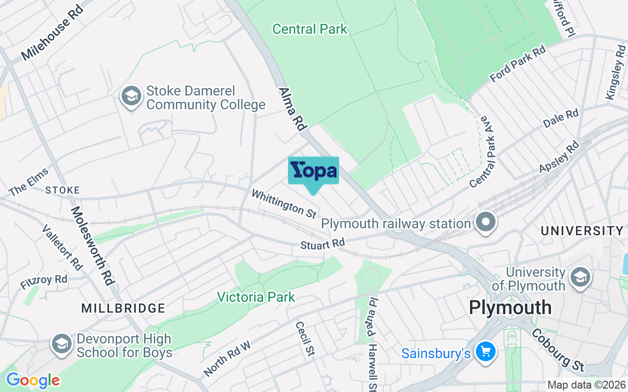 Map showing the location of PL3 4HH