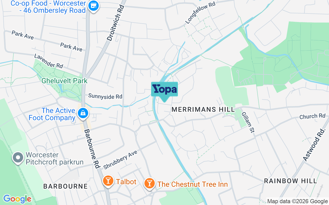 Map showing the location of WR3 8PG