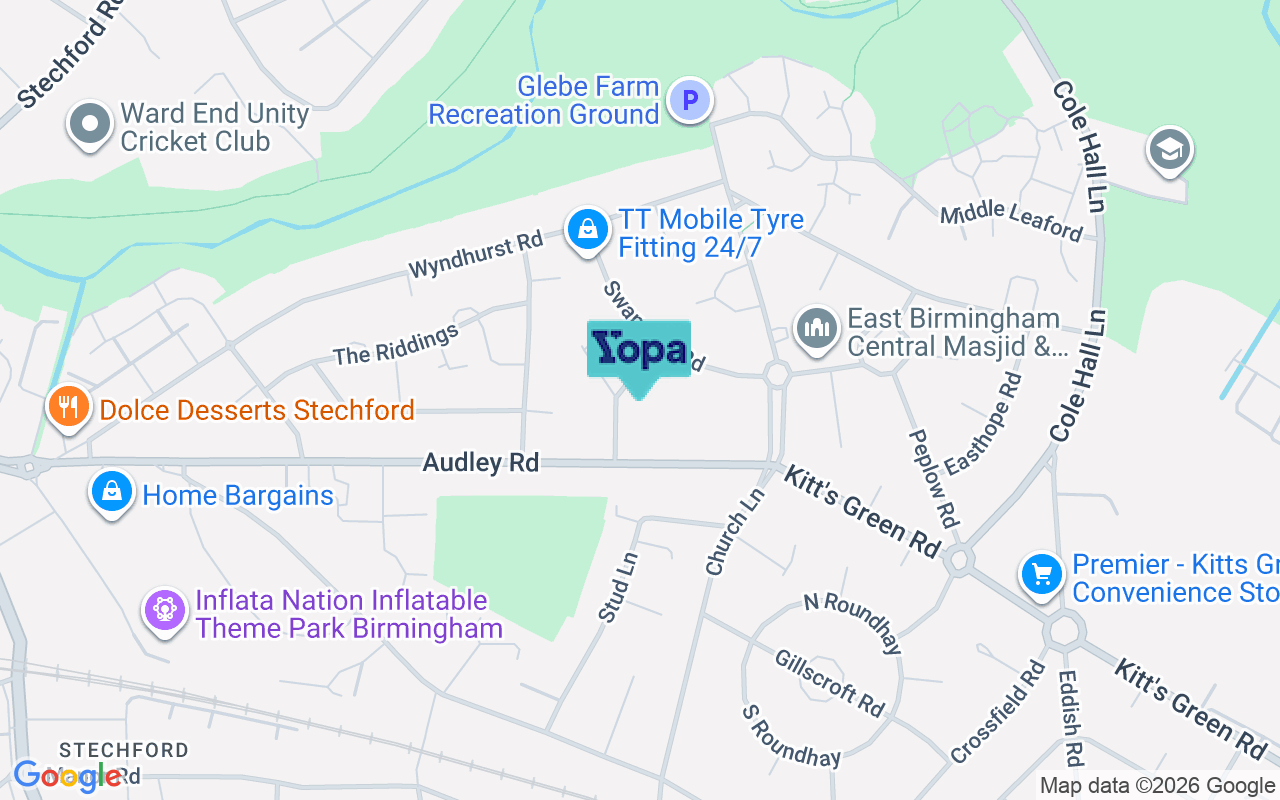 Map showing the location of B33 9LB