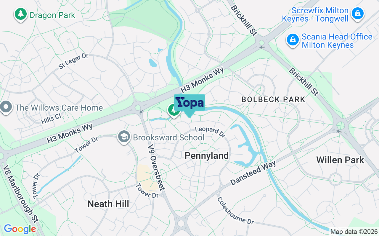 Map showing the location of MK15 8AG