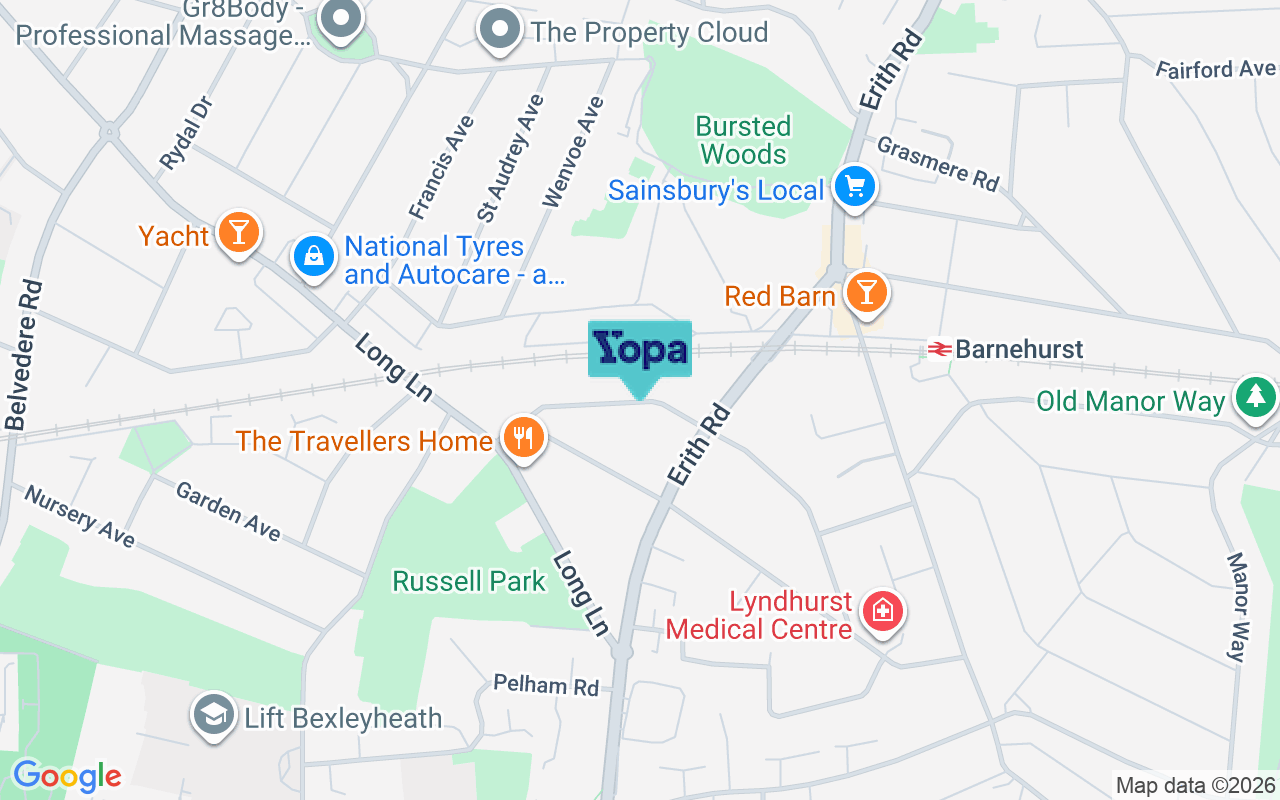 Map showing the location of DA7 5AA