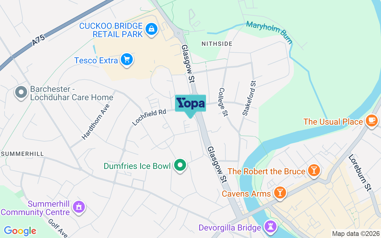 Map showing the location of DG2 9DB