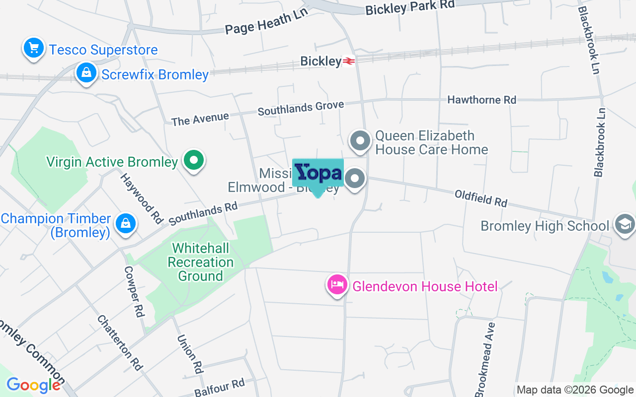 Map showing the location of BR1 2EQ